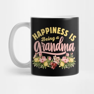 Happiness Is Being A Grandma Floral Gift Idea Mug